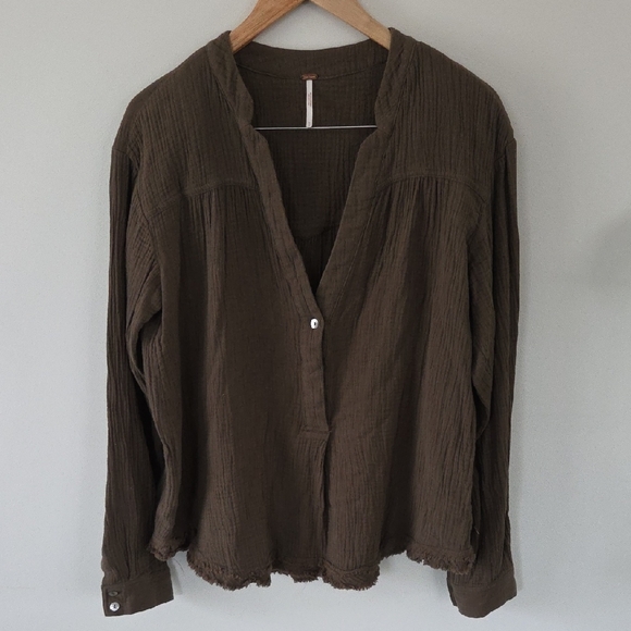 Free People Tops - NWOT Free People Olive Blouse